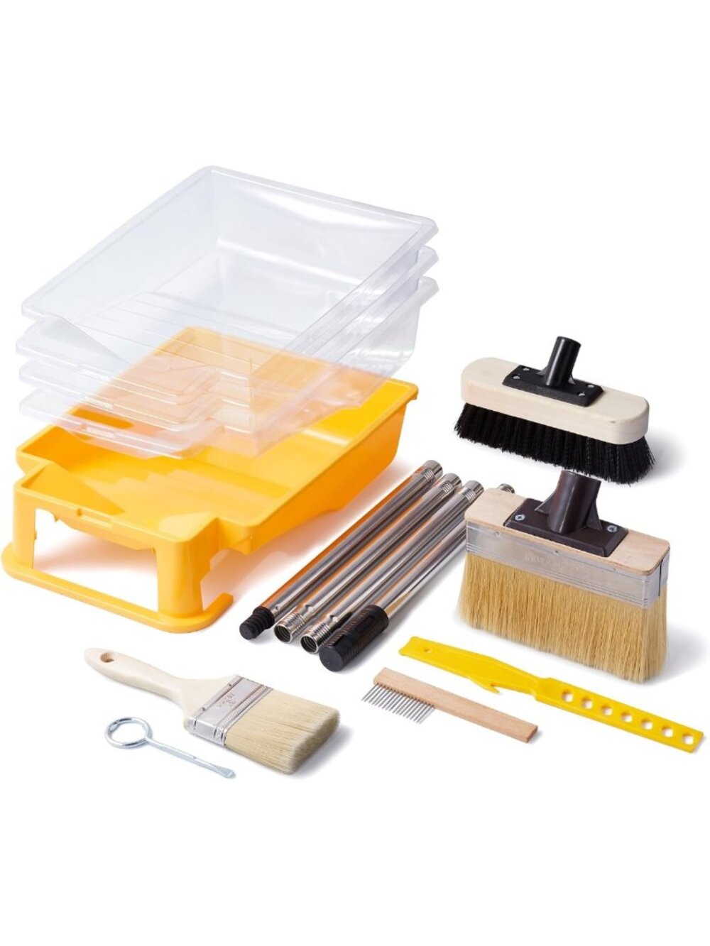 7.5in Deck Stain Brush Kit with Long Handle, 51in Extension Pole & Tray